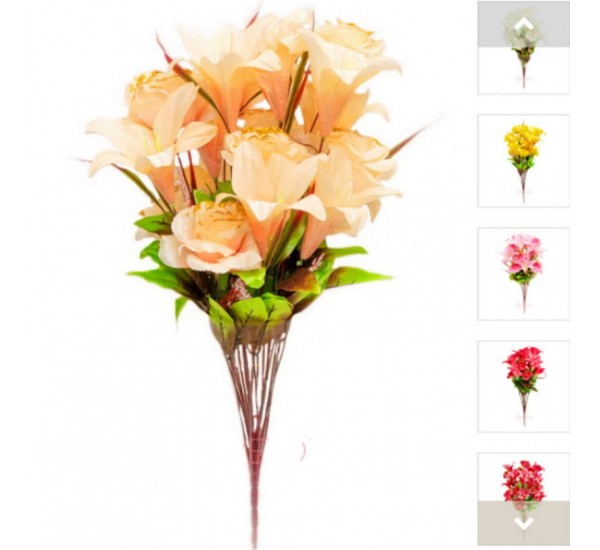 Букет троянда з лілією штучний, 6 штук RuS_B142/18