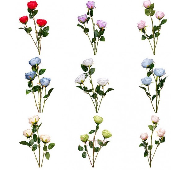 Гілка троянди потрійна штучна, 24 штуки RuS_C53_FS-9