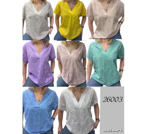 Футболка жіноча, прошва/коттон 5 шт (48-54 р) RZ4492_26003