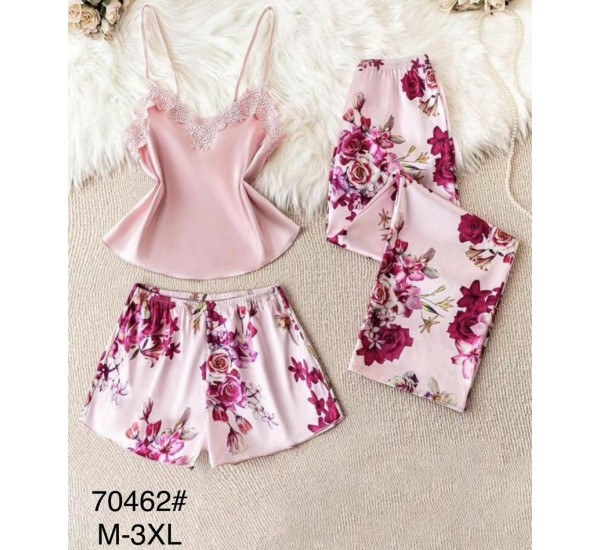 Піжама 3-ка жіноча, 5 шт (M-3XL) шовк ZeL1396_70462b