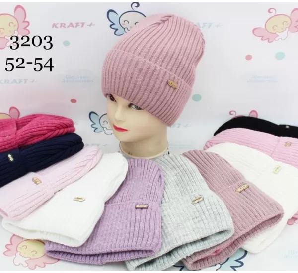 Шапка для дівчаток 5 шт (52-54 р) в'язка/фліс ML903_3203